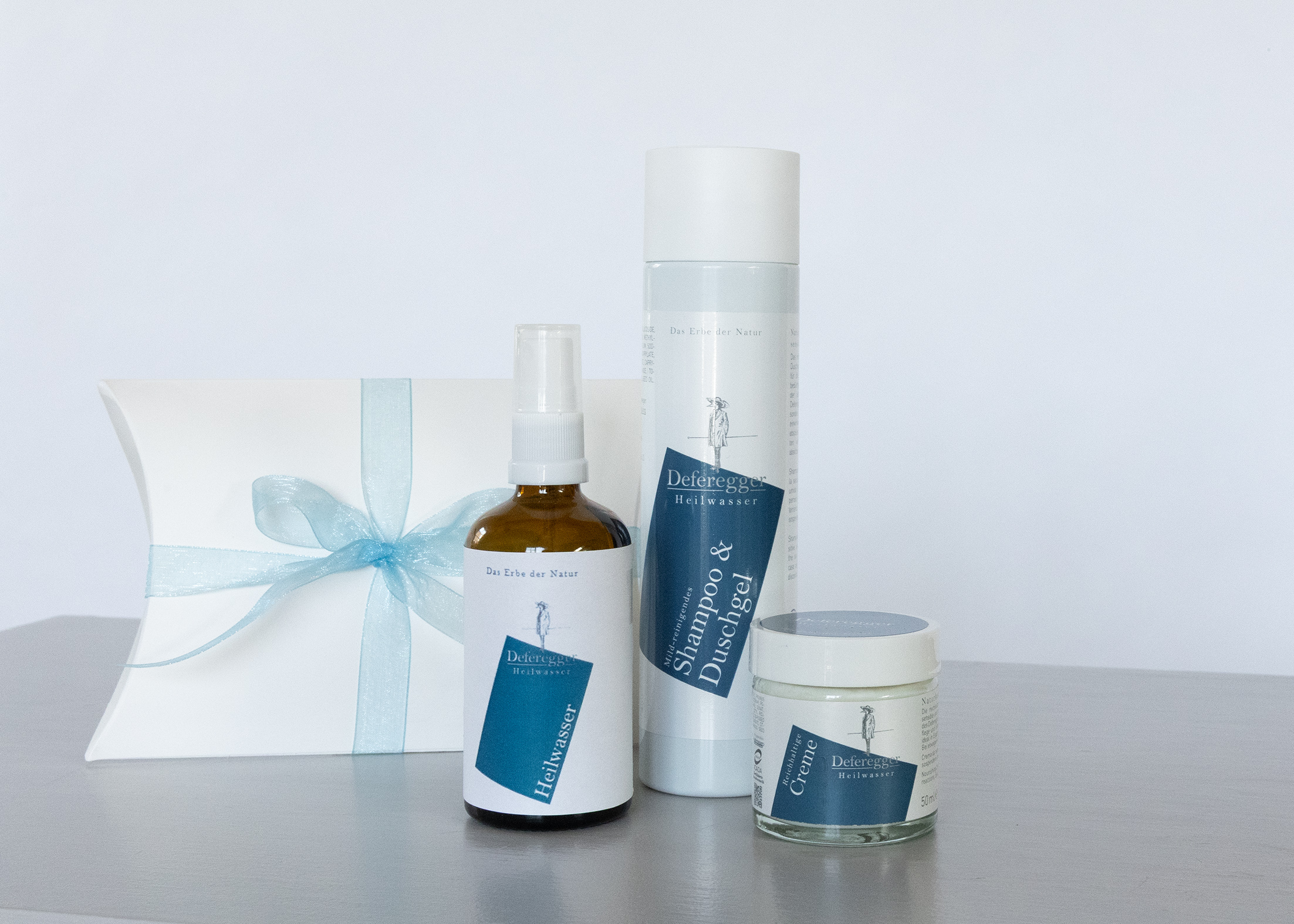 Geschenkebox „Taufrisch“: Shampoo & Duschgel, Reichhaltige Creme, Heilwasser Spray